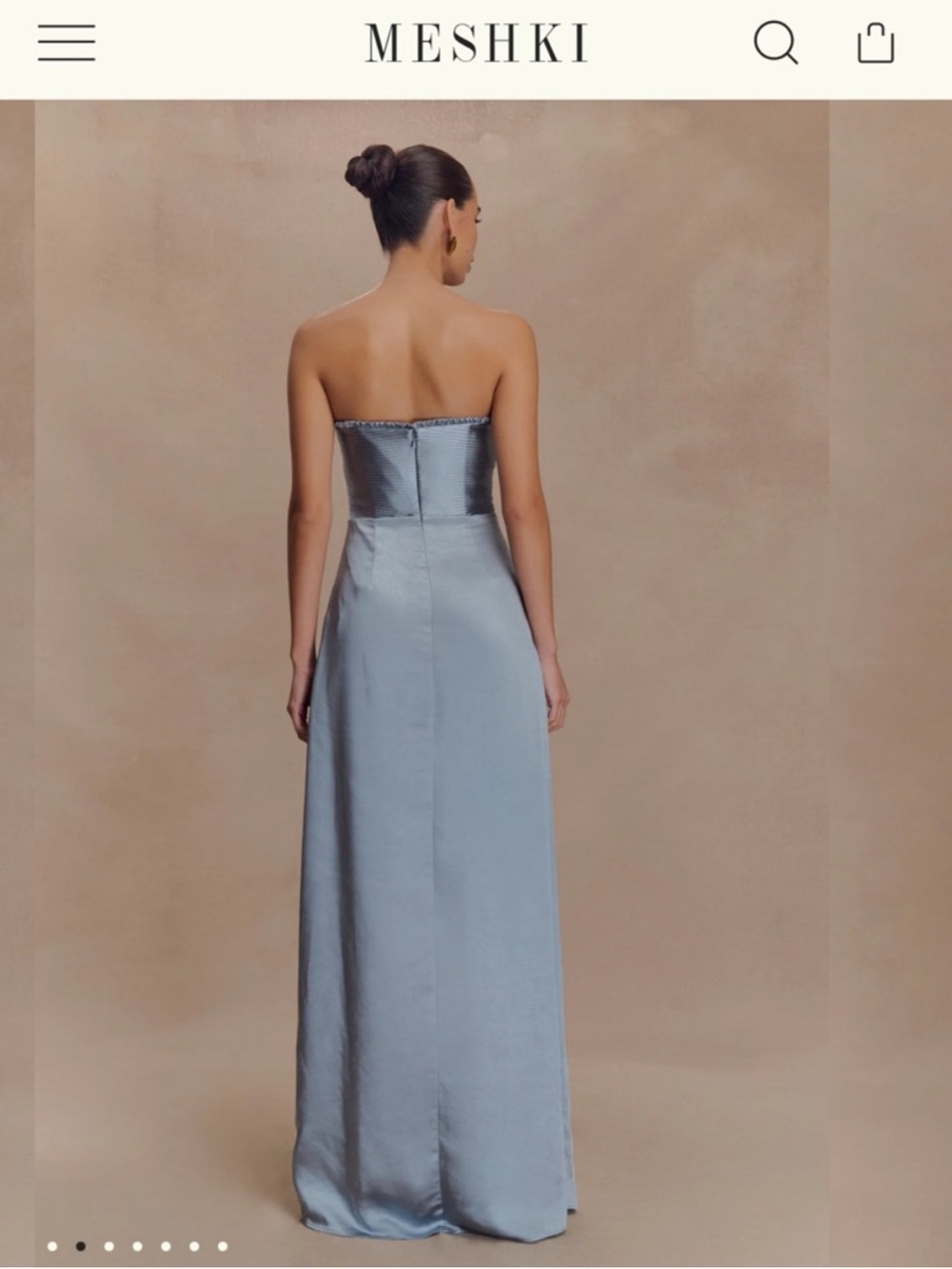 Meshki Powder Blue Strapless Satin Maxi Dress with Side Slit - Picture 3 of 5